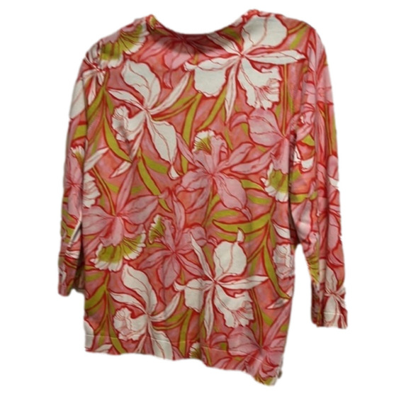 NWOT Talbots Women’s orange, green and white floral cardigan, size large. - Picture 7 of 7